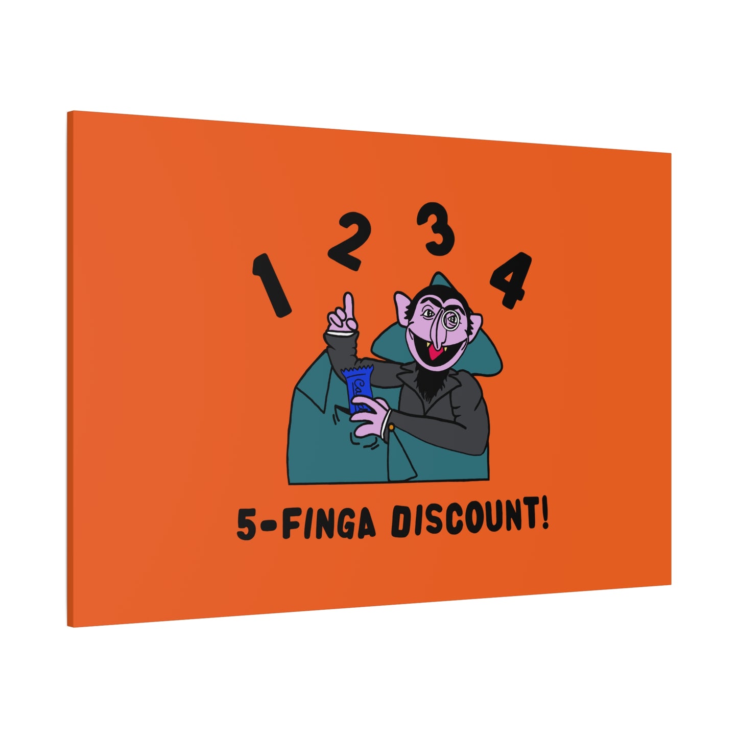 Five Finger Discount Canvas Print Orange - Sesame Street The Count Parody Art Print