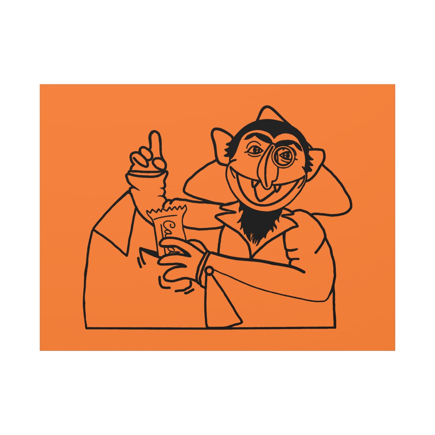 The Count Stealing Candy Outline Canvas Print Light Orange - Sesame Street The Count Parody Art