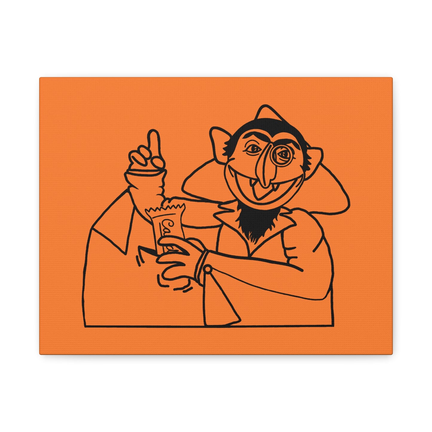 The Count Stealing Candy Outline Canvas Print Light Orange - Sesame Street The Count Parody Art