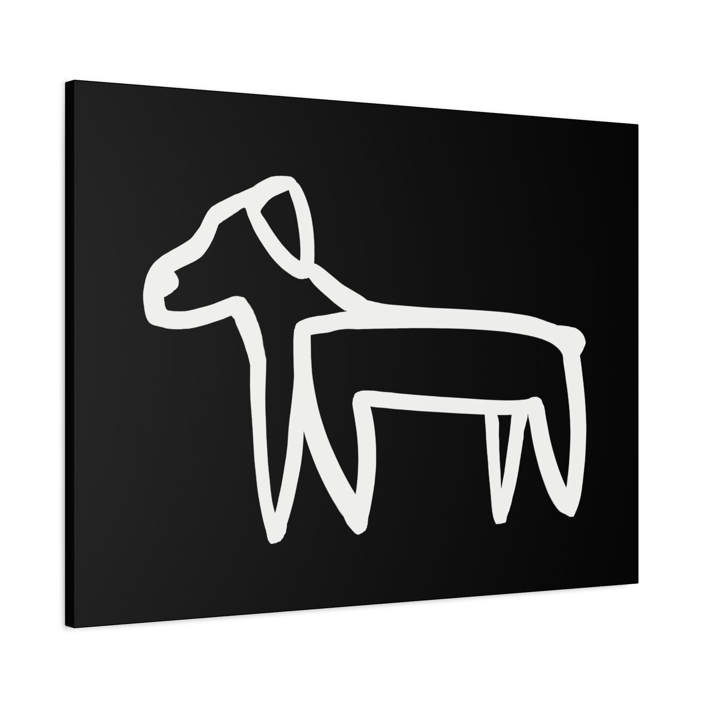 Dog Canvas Print on Black (Transparent Style White Dog) - Dog Art Print