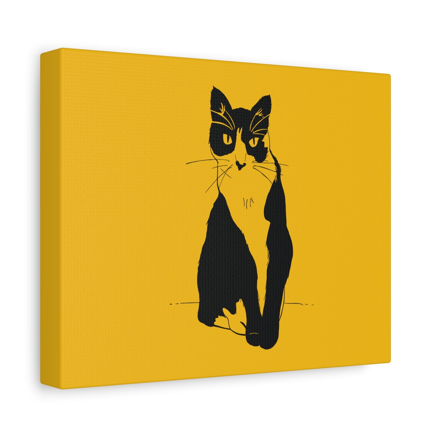 Cat Canvas Print on Yellow (Transparent Style Cat) - Cat Drawing Art