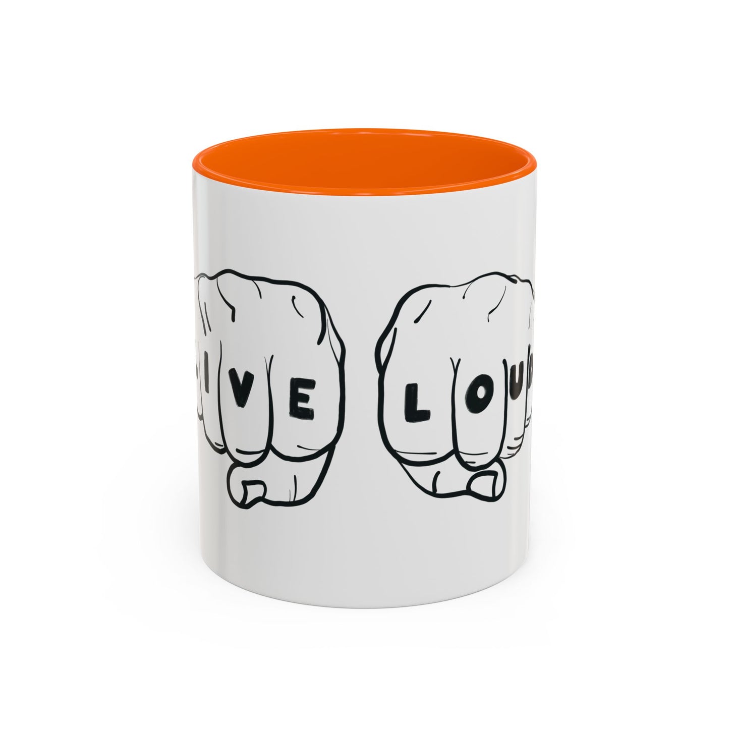 Live Loud Knuckle Tats Tattooed Fists Accent Mug