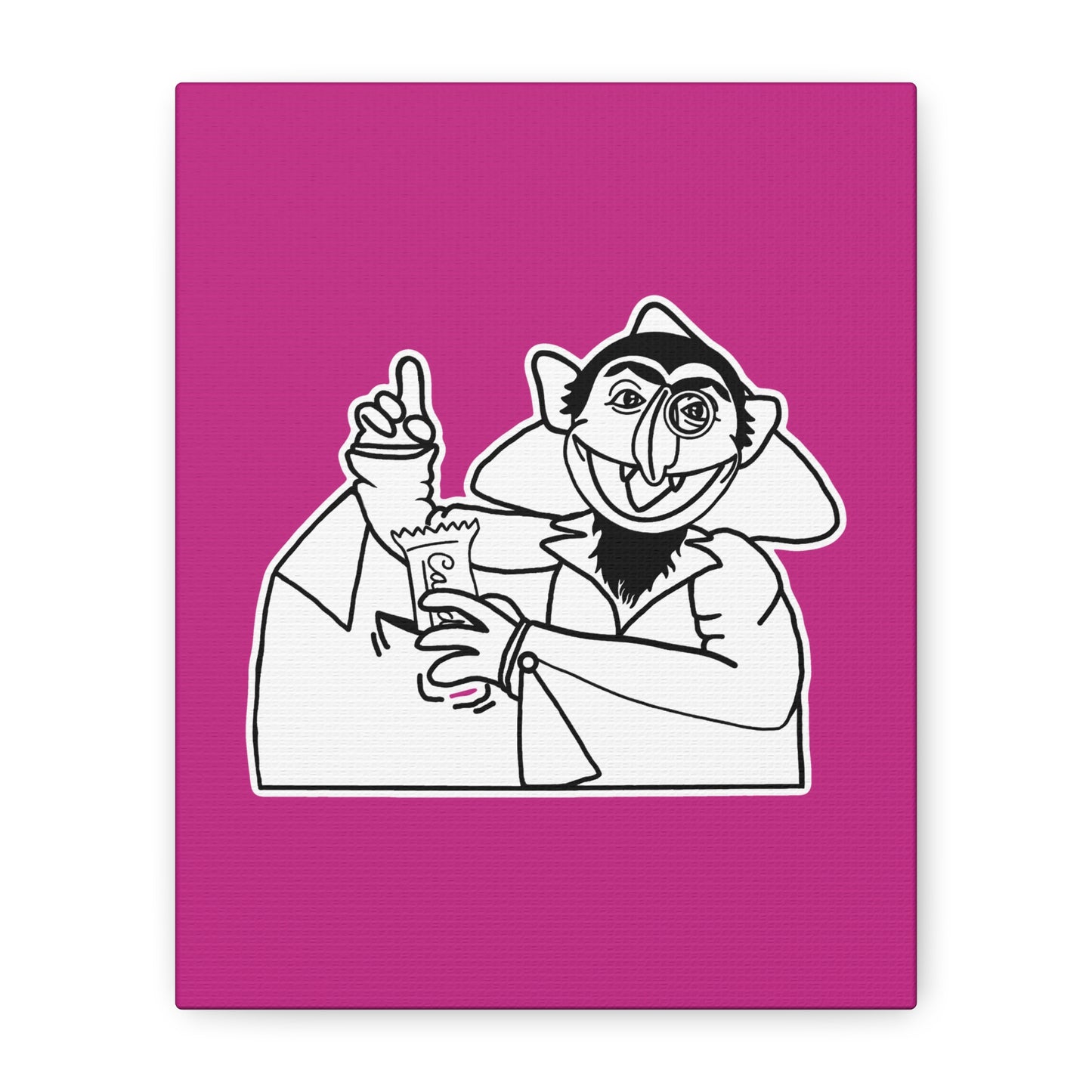 The Count Stealing Candy Outline Canvas Print Pink - Sesame Street The Count Parody Art