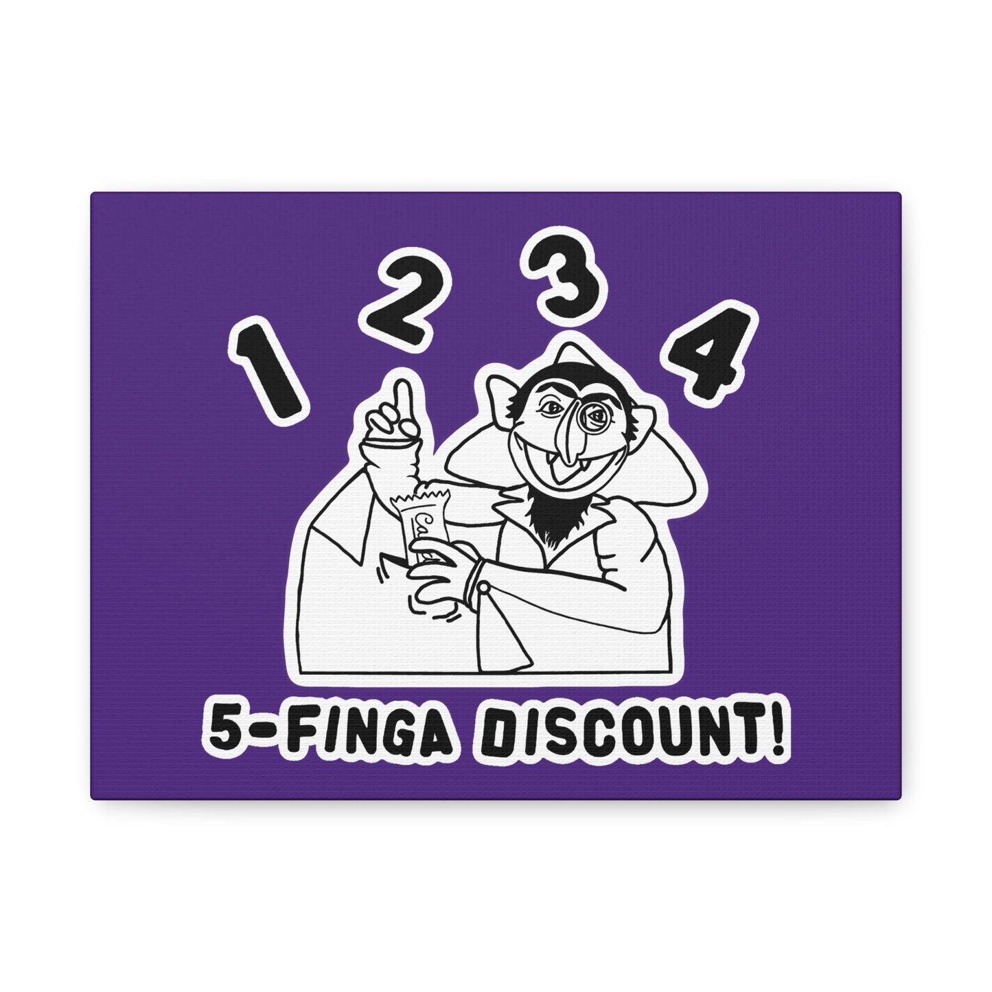 Five Finger Discount Outline Canvas Print Purple - Sesame Street The Count Parody Art Print