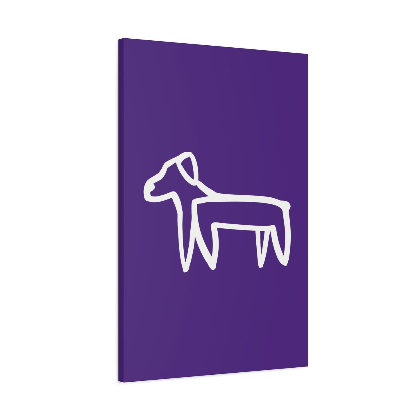 Dog Canvas Print on Purple (Transparent Style White Dog) - Dog Art Print