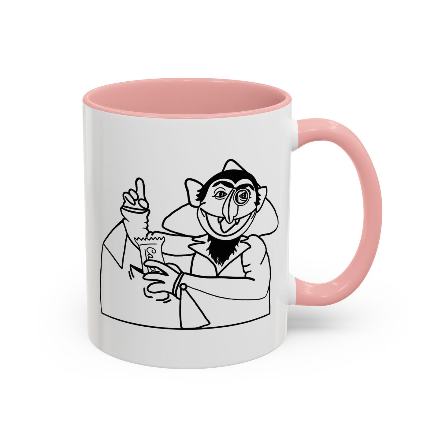 The Count Stealing Candy Outline Accent Mug - Sesame Street The Count Parody Coffee Mug