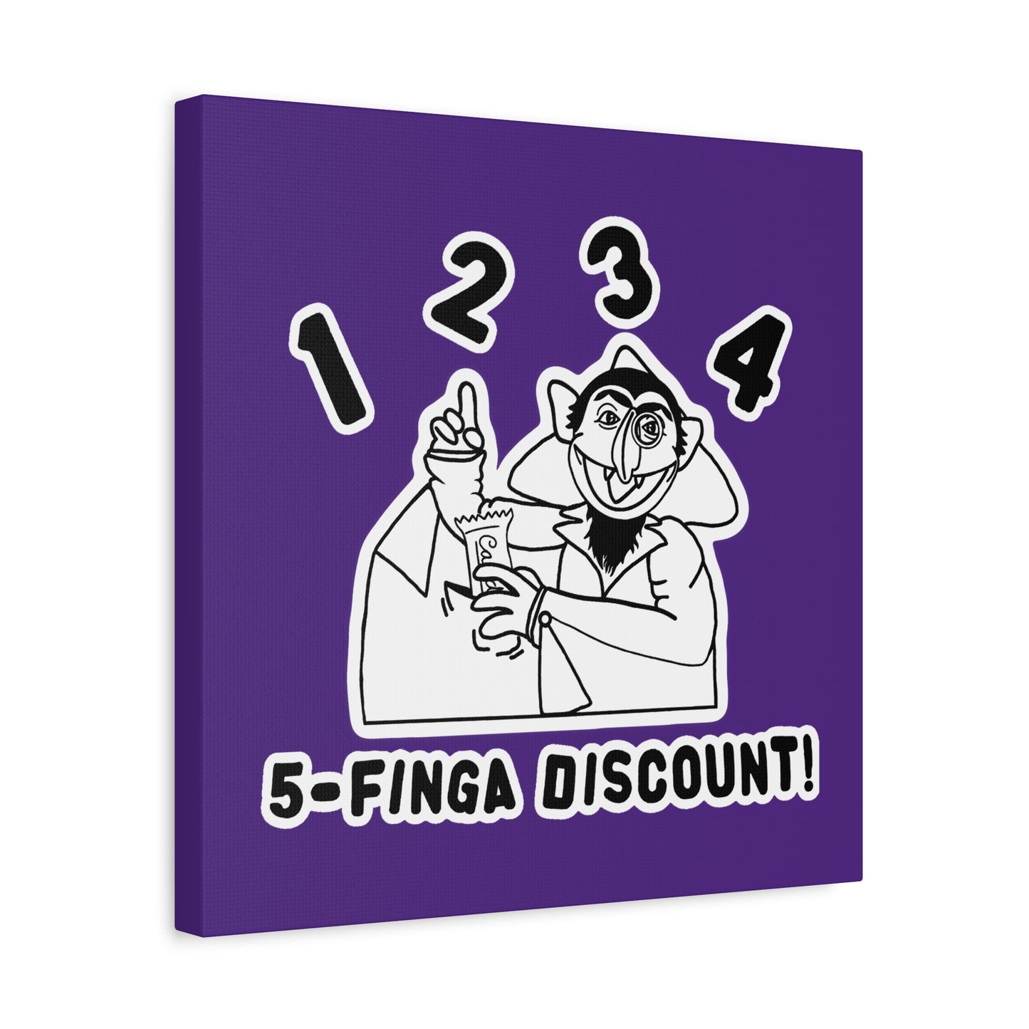 Five Finger Discount Outline Canvas Print Purple - Sesame Street The Count Parody Art Print