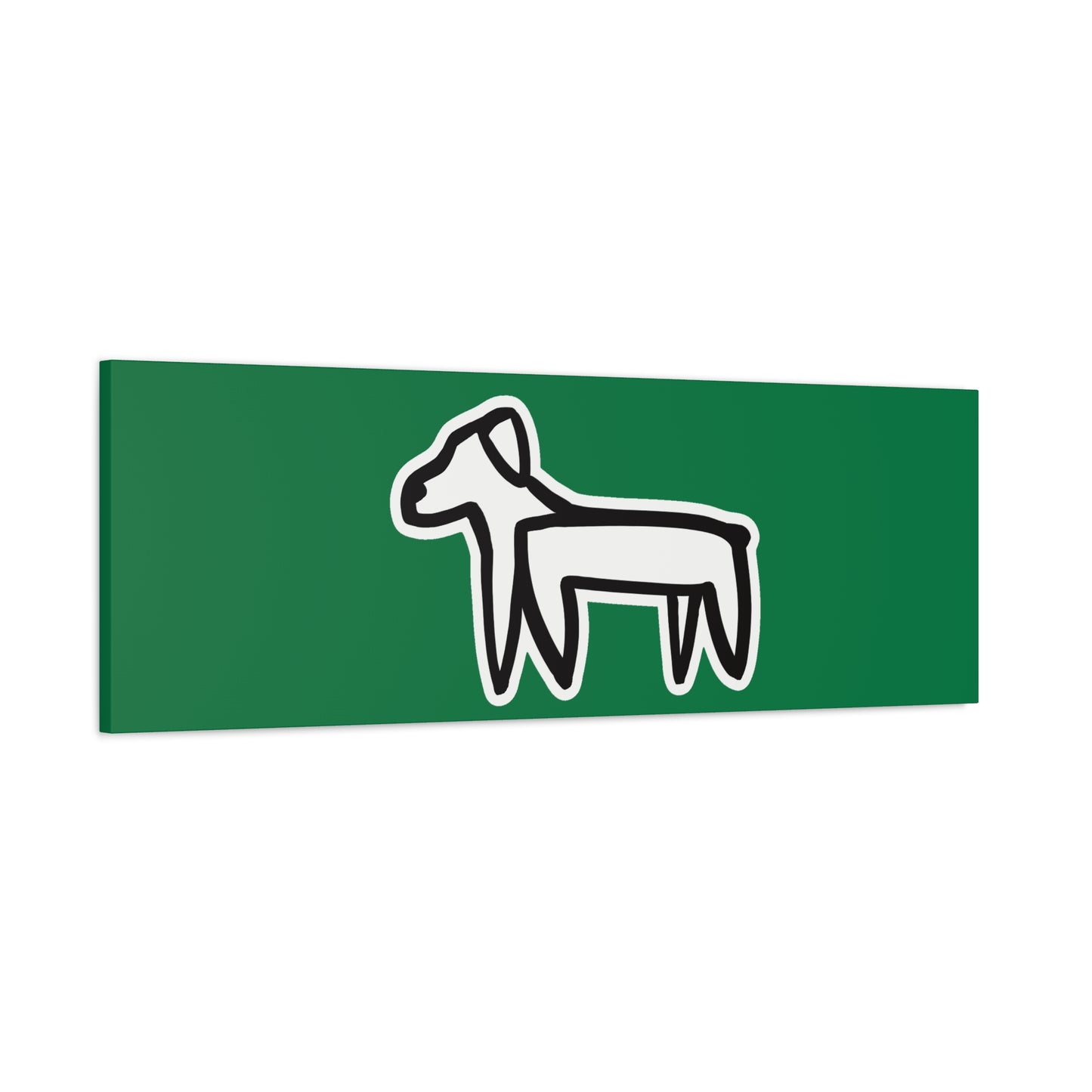 Dog Canvas Print on Green (Sticker Style White Dog) - Dog Art Print