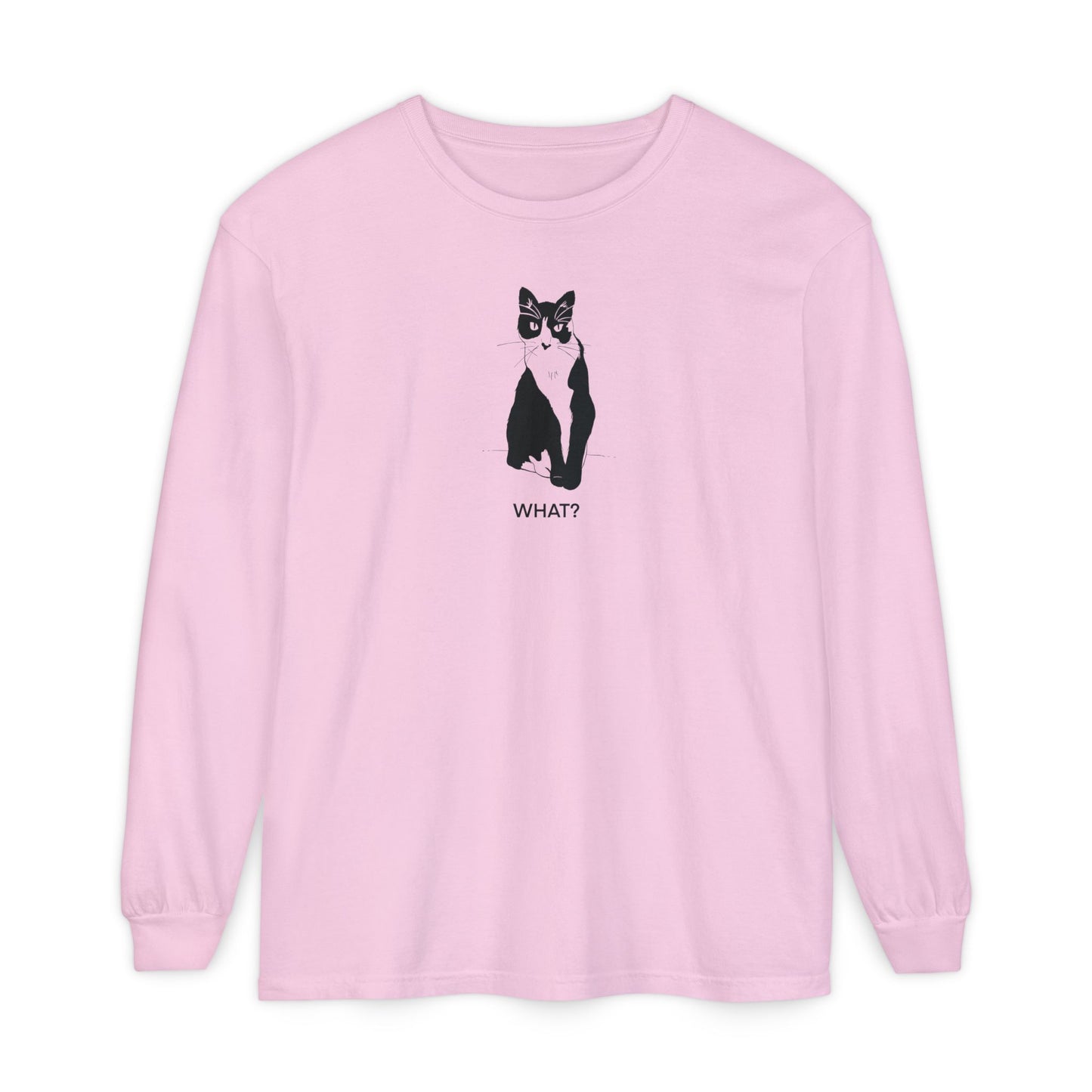 Cattitude Long Sleeve Tee (Transparent Style Cat) - Cat What Shirt