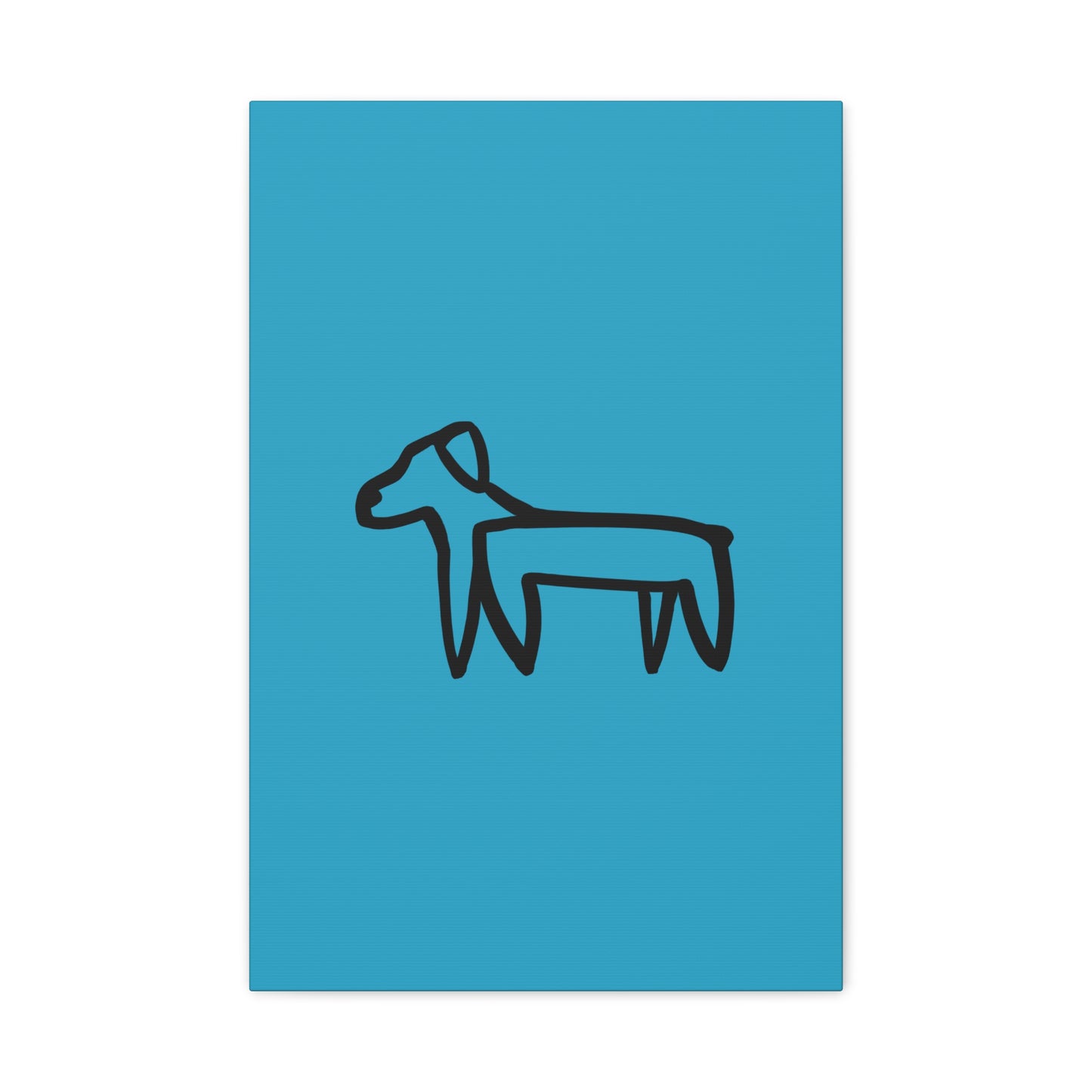 Dog Canvas Print on Turquoise (Transparent Style Black Dog) - Dog Drawing Canvas