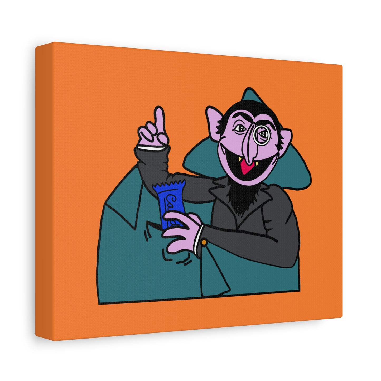 The Count Stealing Candy Canvas Print Orange - Sesame Street The Count Parody Art