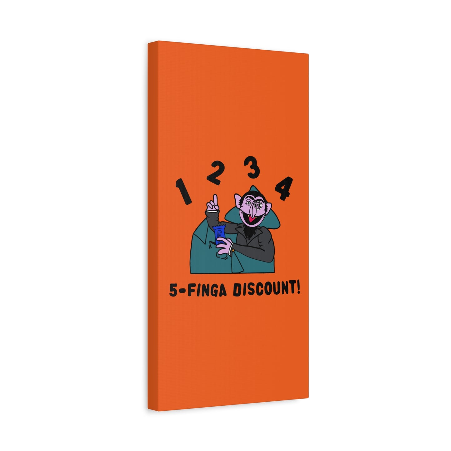 Five Finger Discount Canvas Print Orange - Sesame Street The Count Parody Art Print