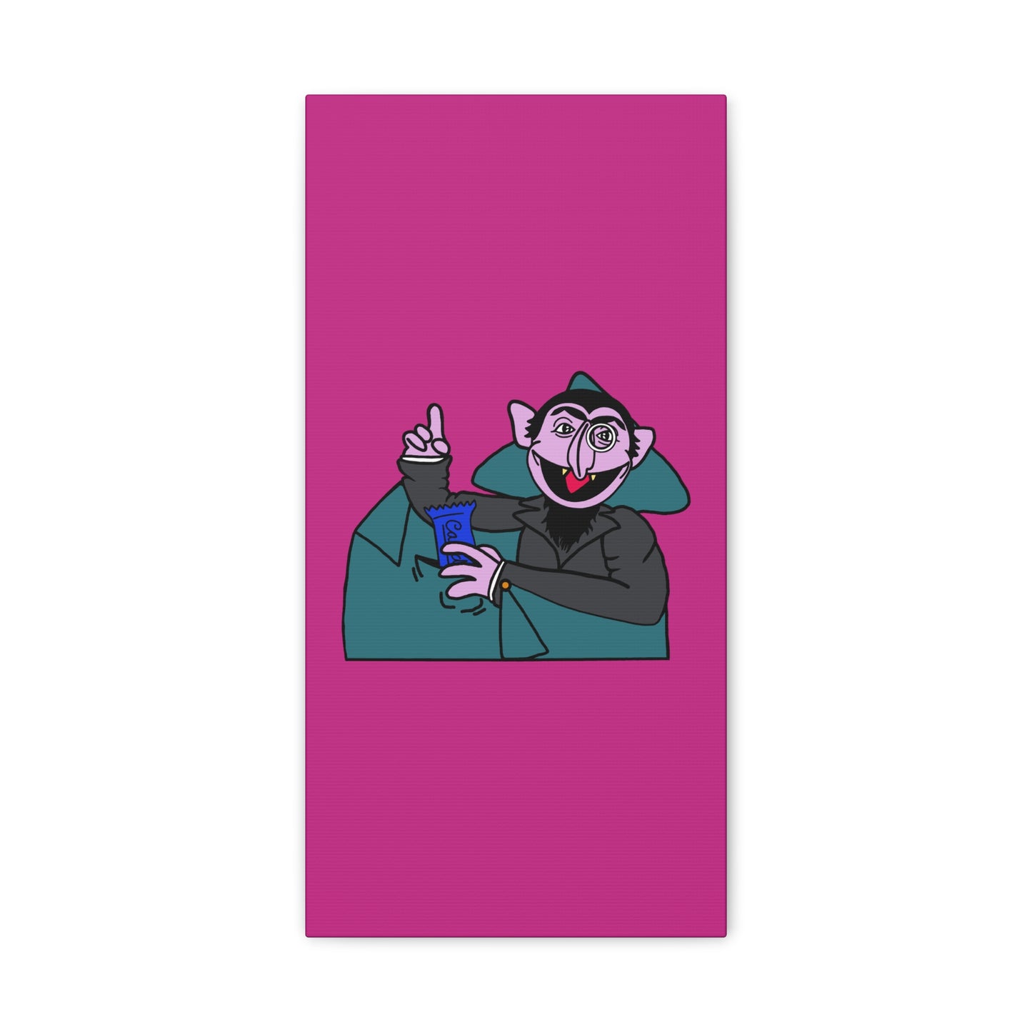 The Count Stealing Candy Canvas Print Pink - Sesame Street The Count Parody Art