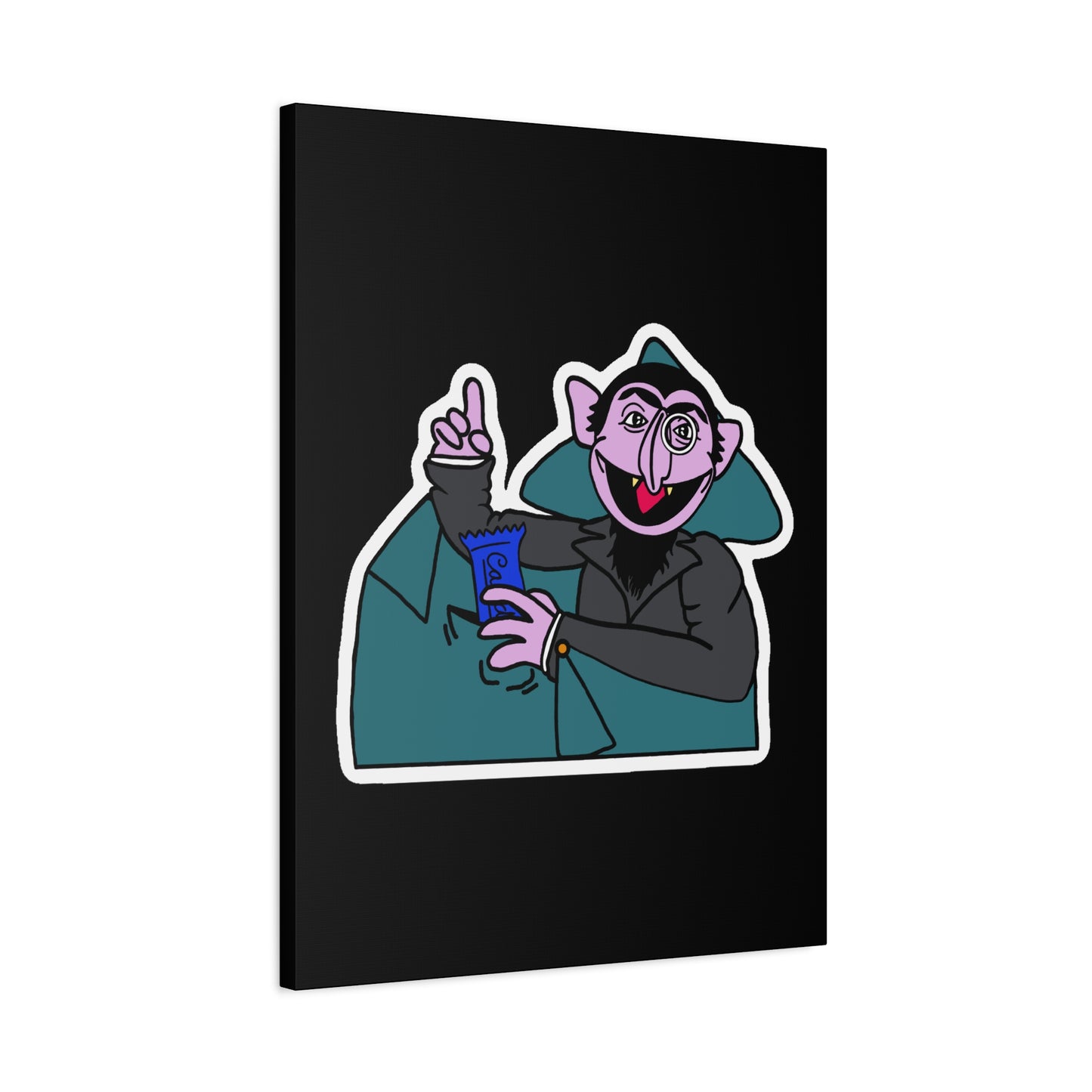 The Count Stealing Candy Canvas Print Black - Sesame Street The Count Parody Art