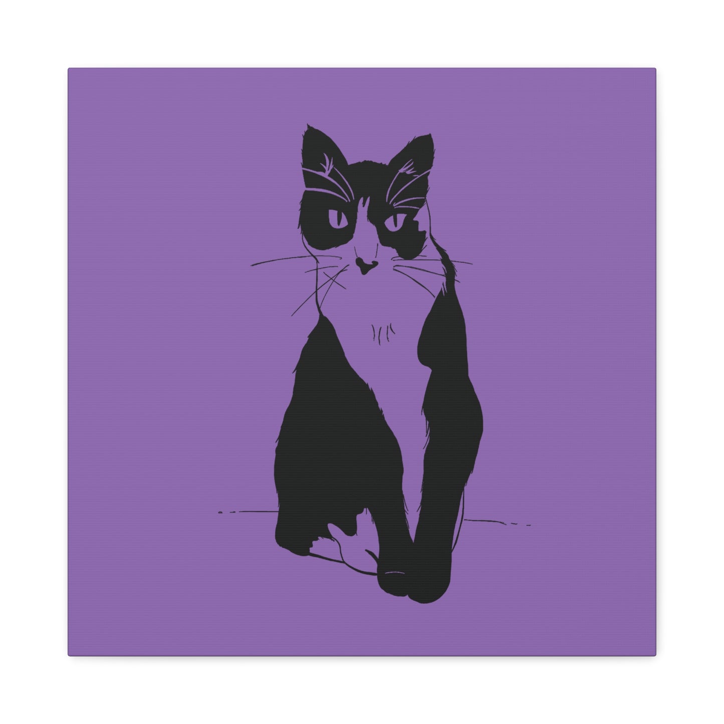 Cat Canvas Print on Purple (Transparent Style Cat) - Cat Drawing Art