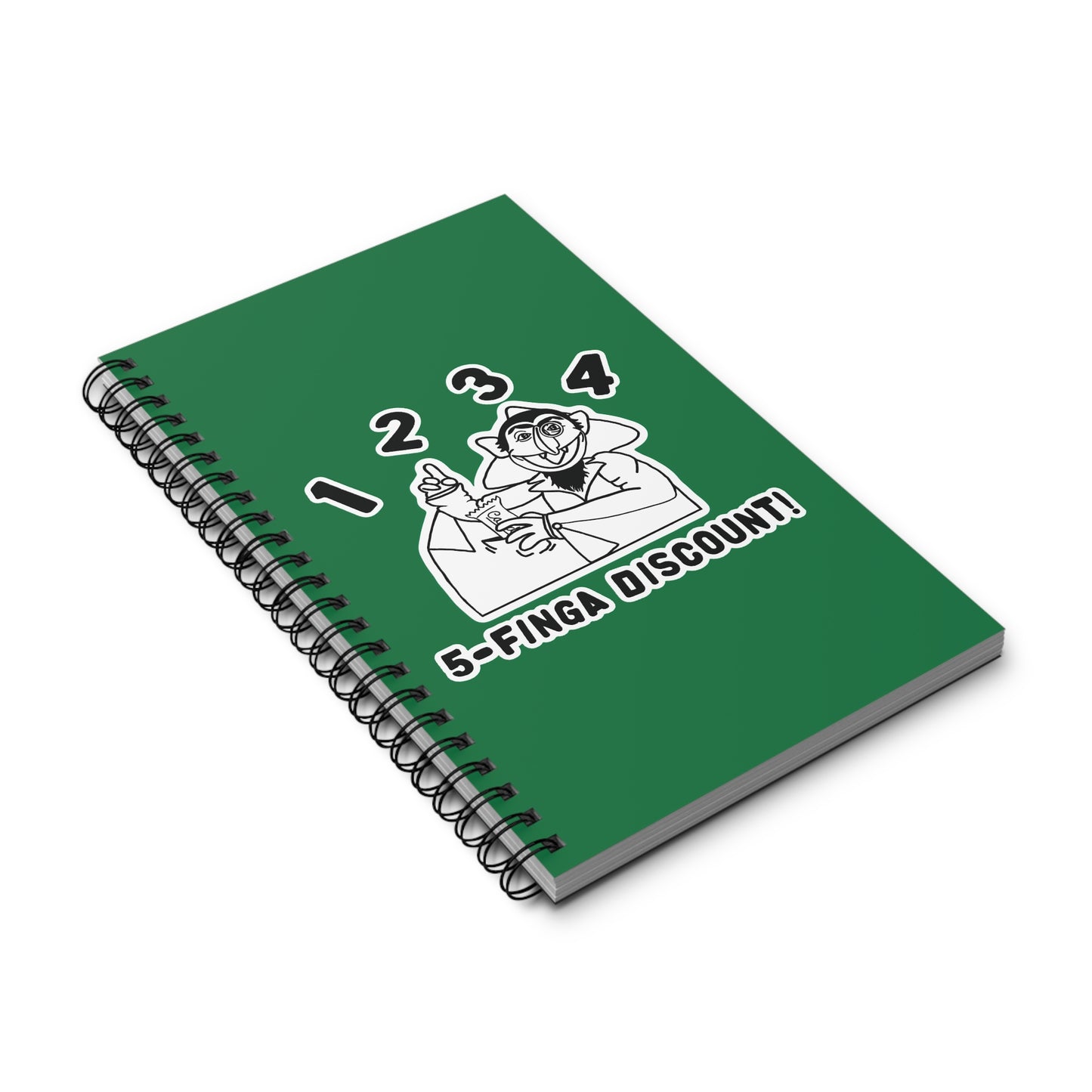 Five Finger Discount Outline Notebook Dark Green - Sesame Street The Count Parody Spiral Notebook