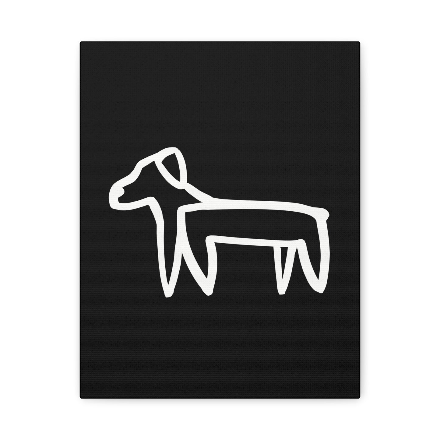 Dog Canvas Print on Black (Transparent Style White Dog) - Dog Art Print