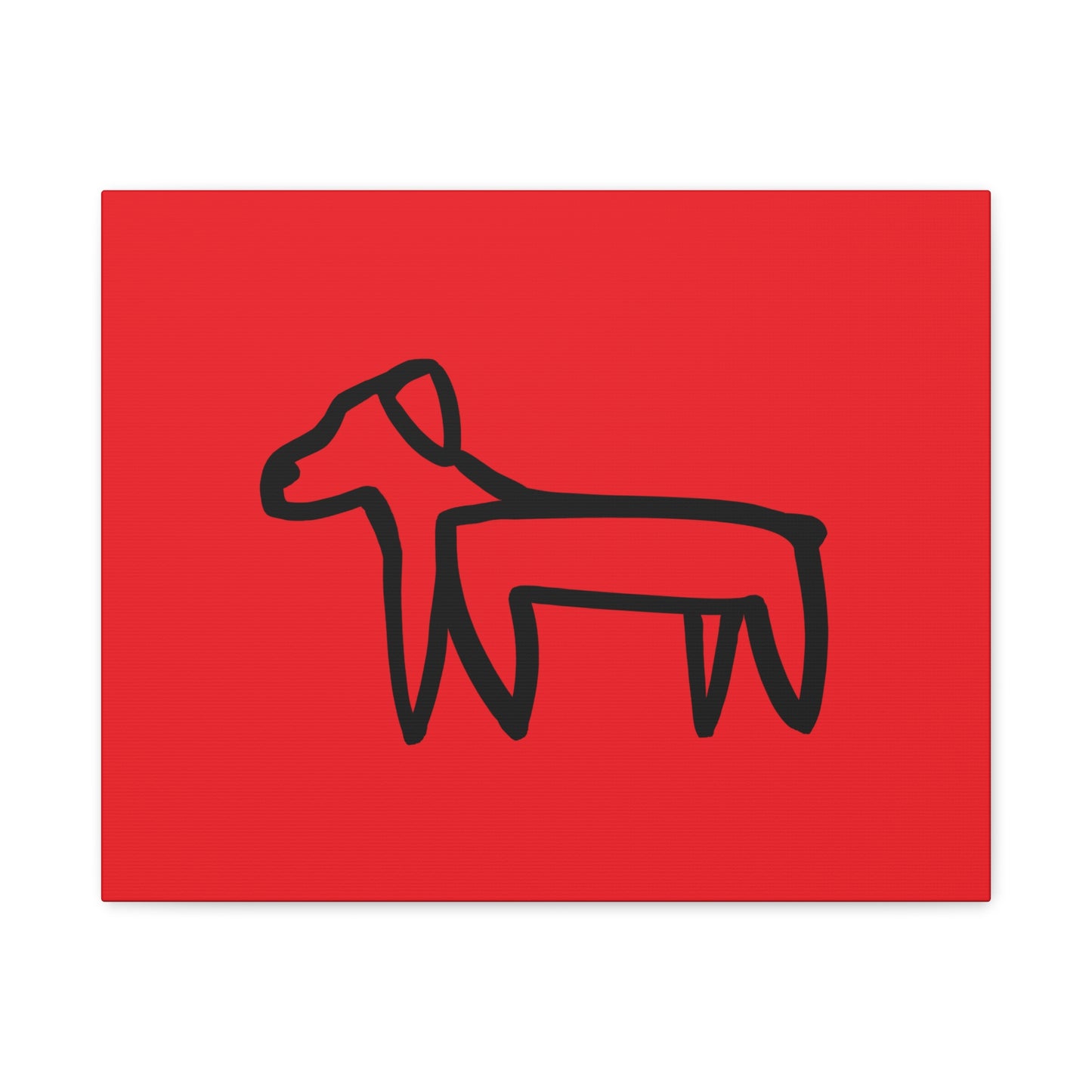 Dog Canvas Print on Red (Transparent Style Black Dog) - Dog Drawing Canvas