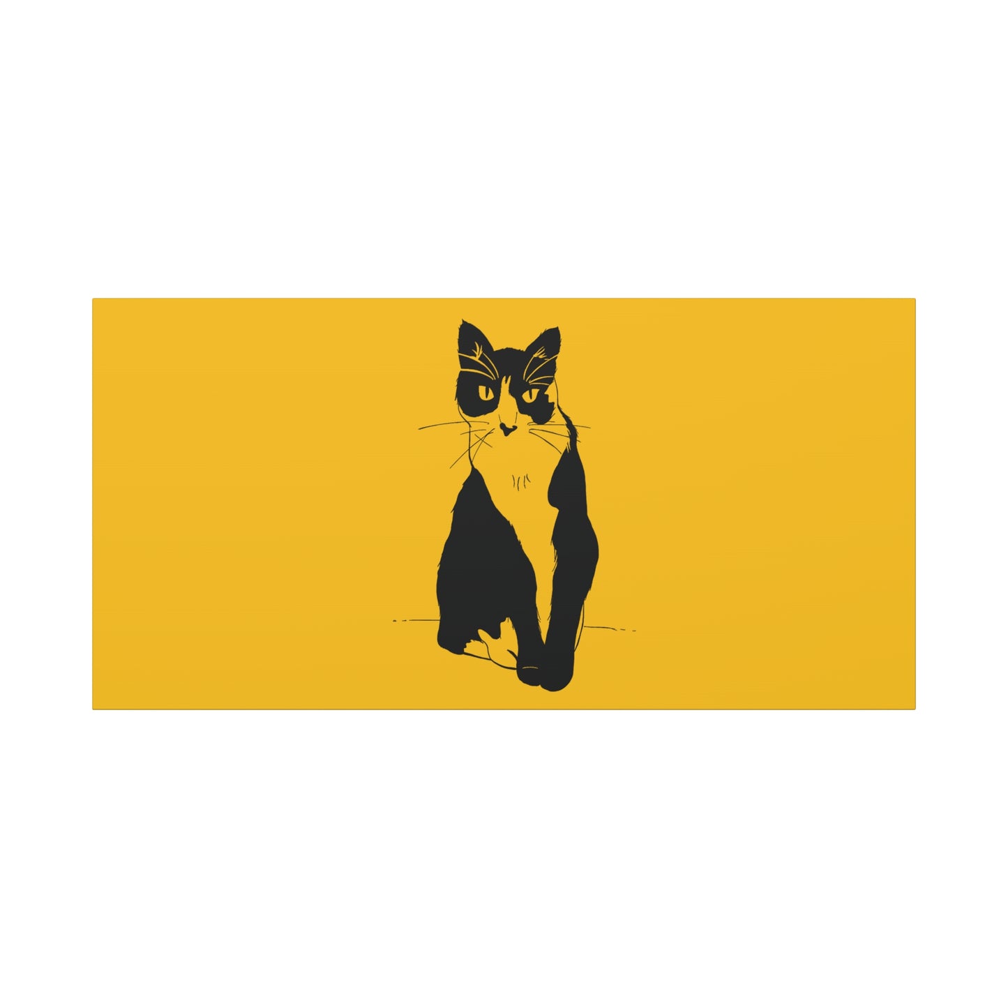 Cat Canvas Print on Yellow (Transparent Style Cat) - Cat Drawing Art