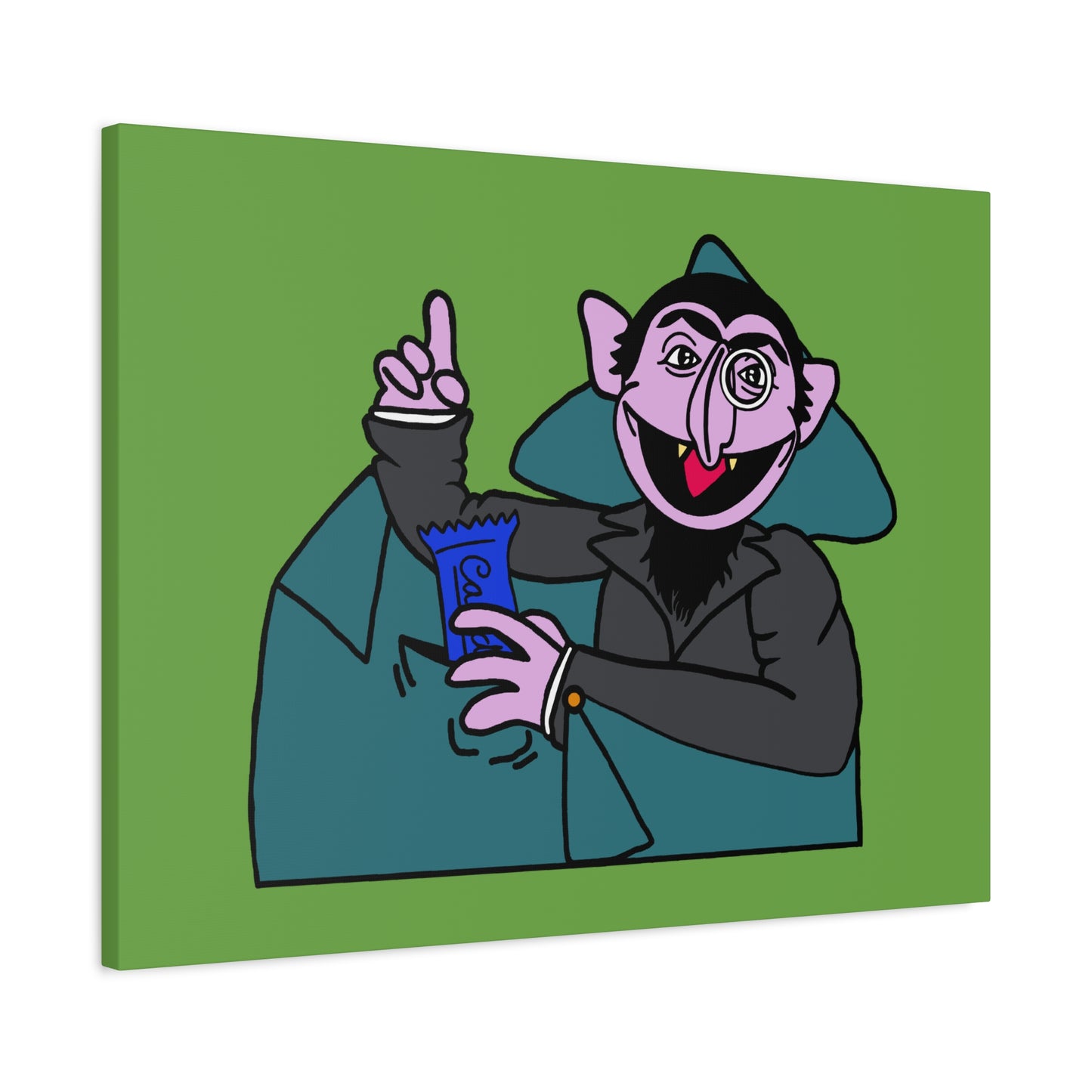 The Count Stealing Candy Canvas Print Green - Sesame Street The Count Parody Art