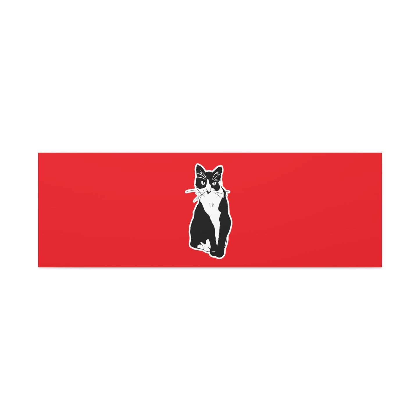 Cat Canvas Print on Red (Sticker Style Cat) - Cat Drawing Art