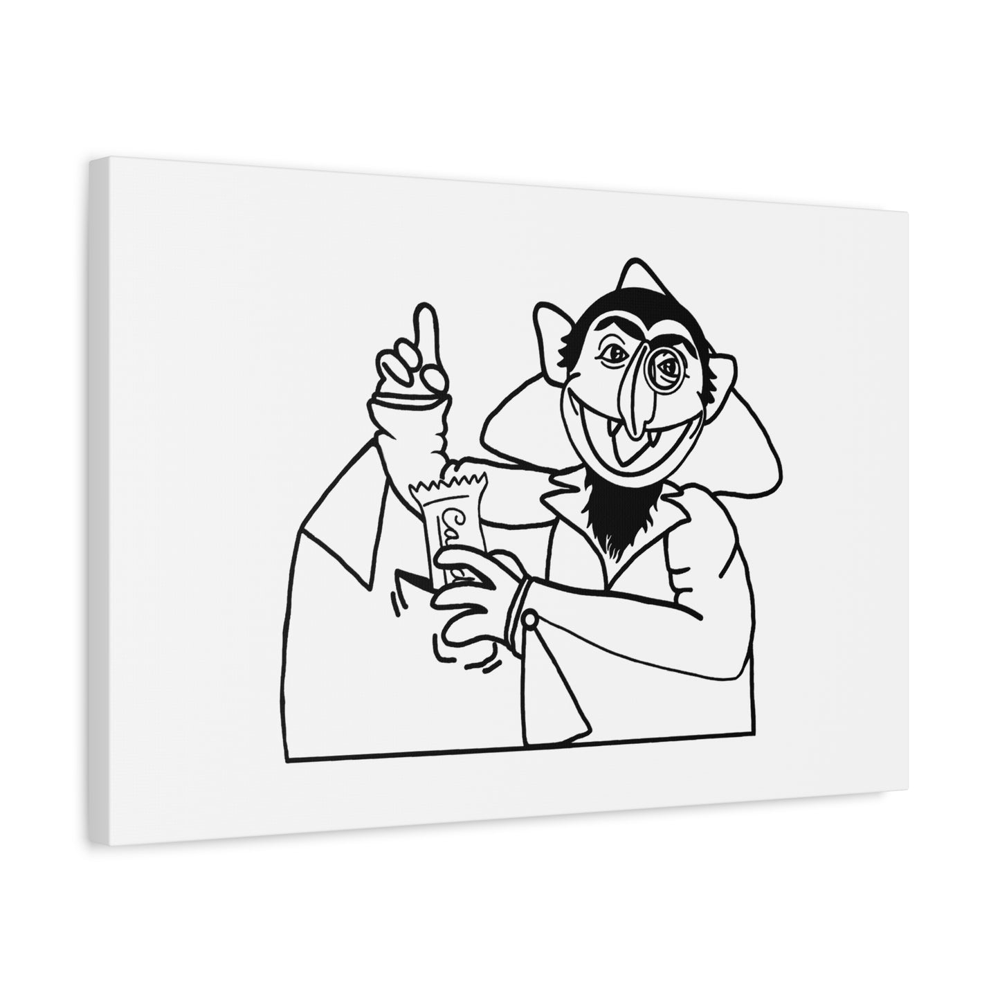 The Count Stealing Candy Outline Canvas Print White - Sesame Street The Count Parody Art