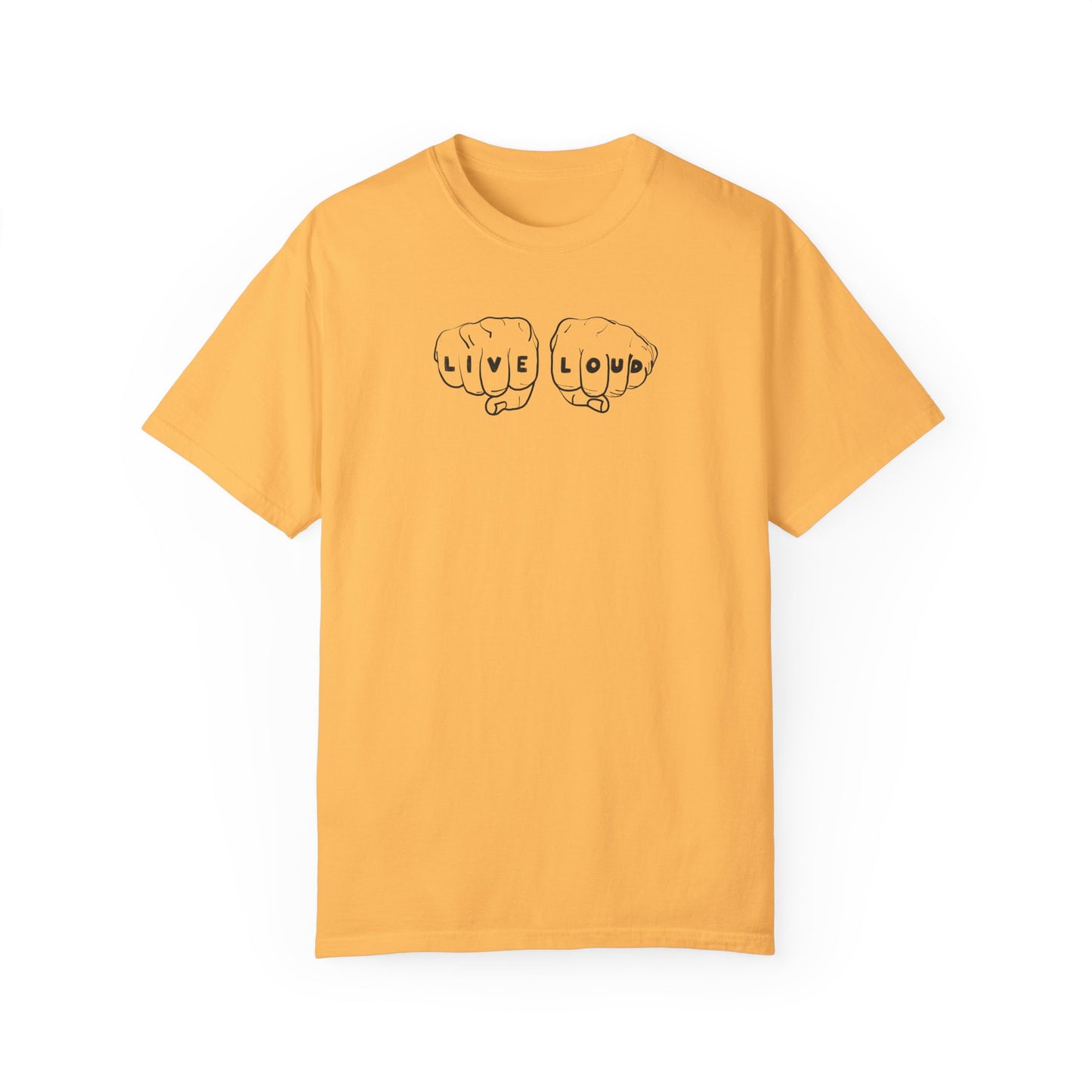Live Loud Knuckle Tats Tattooed Fists Tee