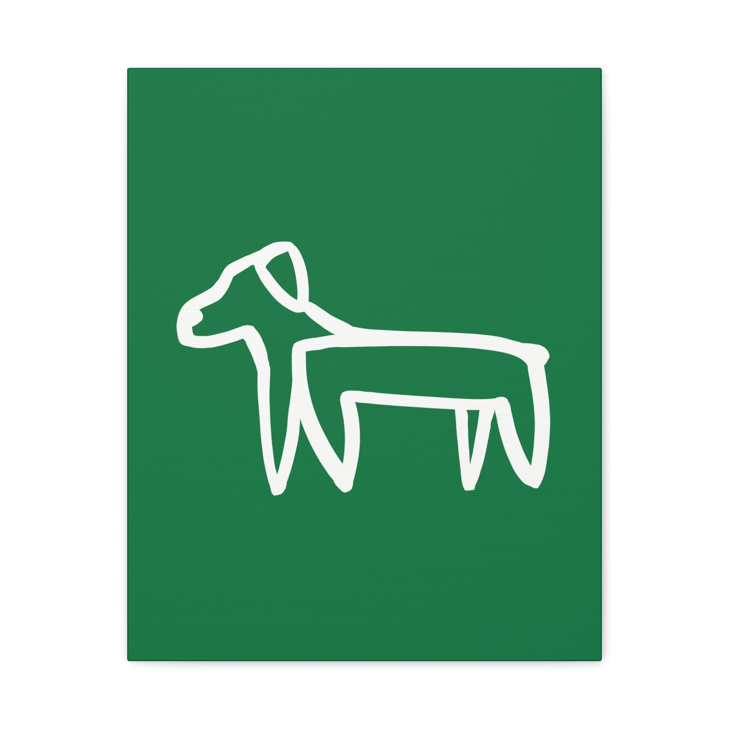 Dog Canvas Print on Green (Transparent Style White Dog) - Dog Art Print