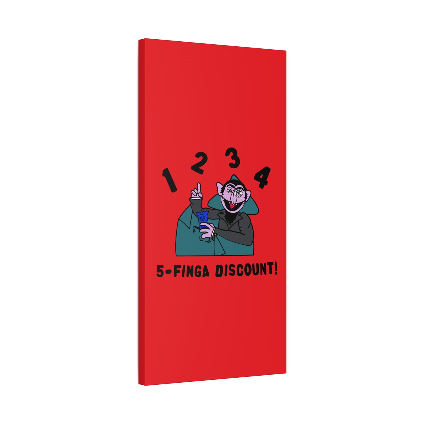 Five Finger Discount Canvas Print Red - Sesame Street The Count Parody Art Print
