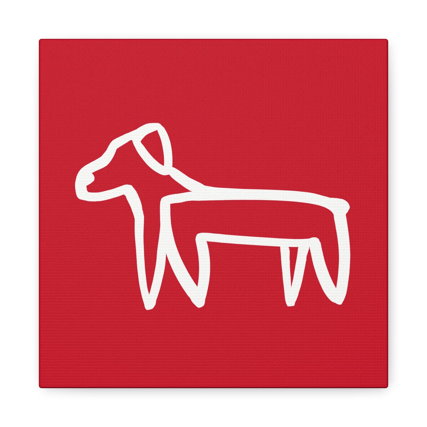 Dog Canvas Print on Red (Transparent Style White Dog) - Dog Art Print
