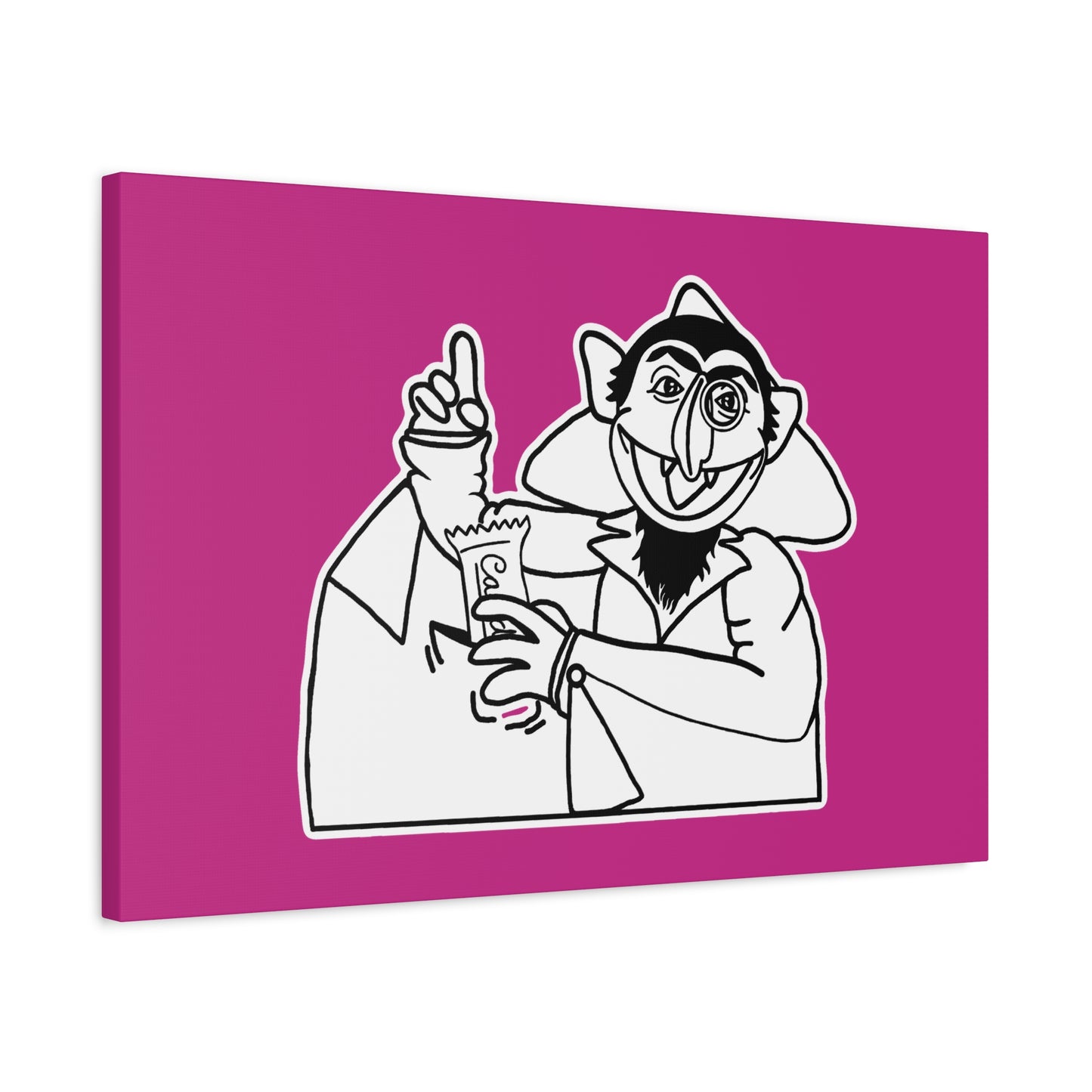 The Count Stealing Candy Outline Canvas Print Pink - Sesame Street The Count Parody Art