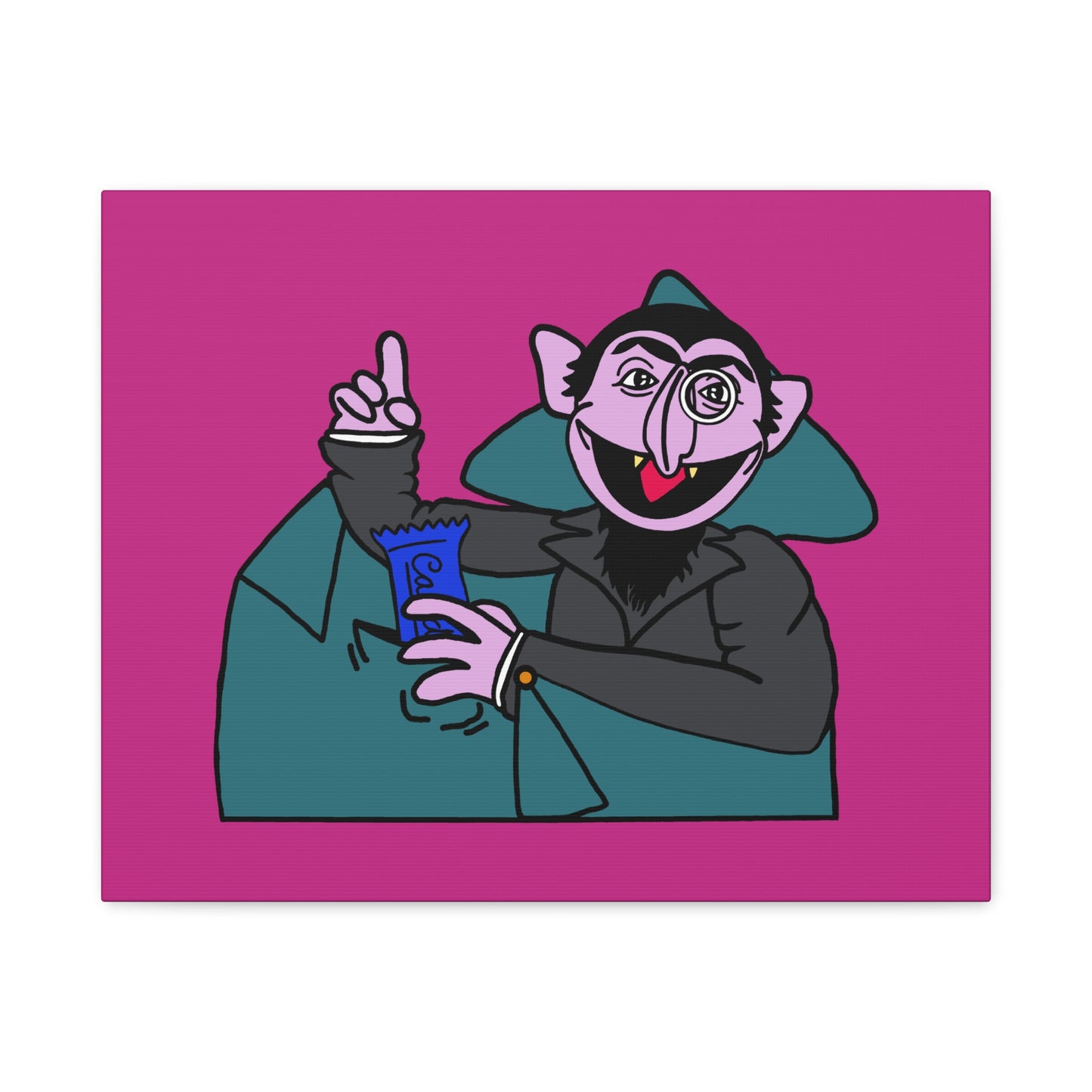 The Count Stealing Candy Canvas Print Pink - Sesame Street The Count Parody Art