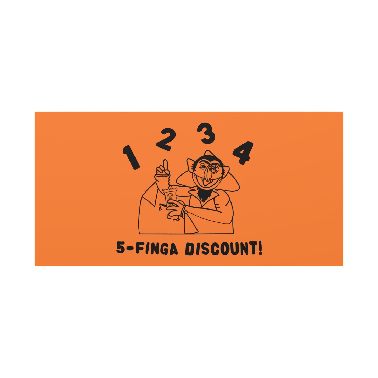 Five Finger Discount Outline Canvas Print Light Orange - Sesame Street The Count Parody Art Print