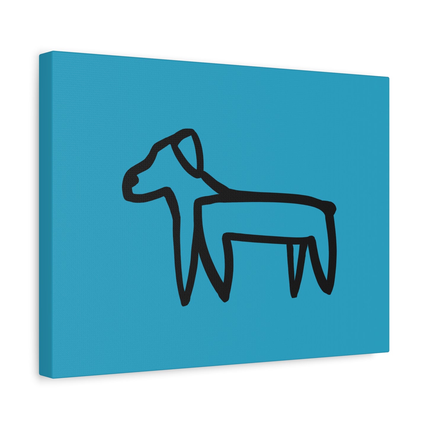 Dog Canvas Print on Turquoise (Transparent Style Black Dog) - Dog Drawing Canvas