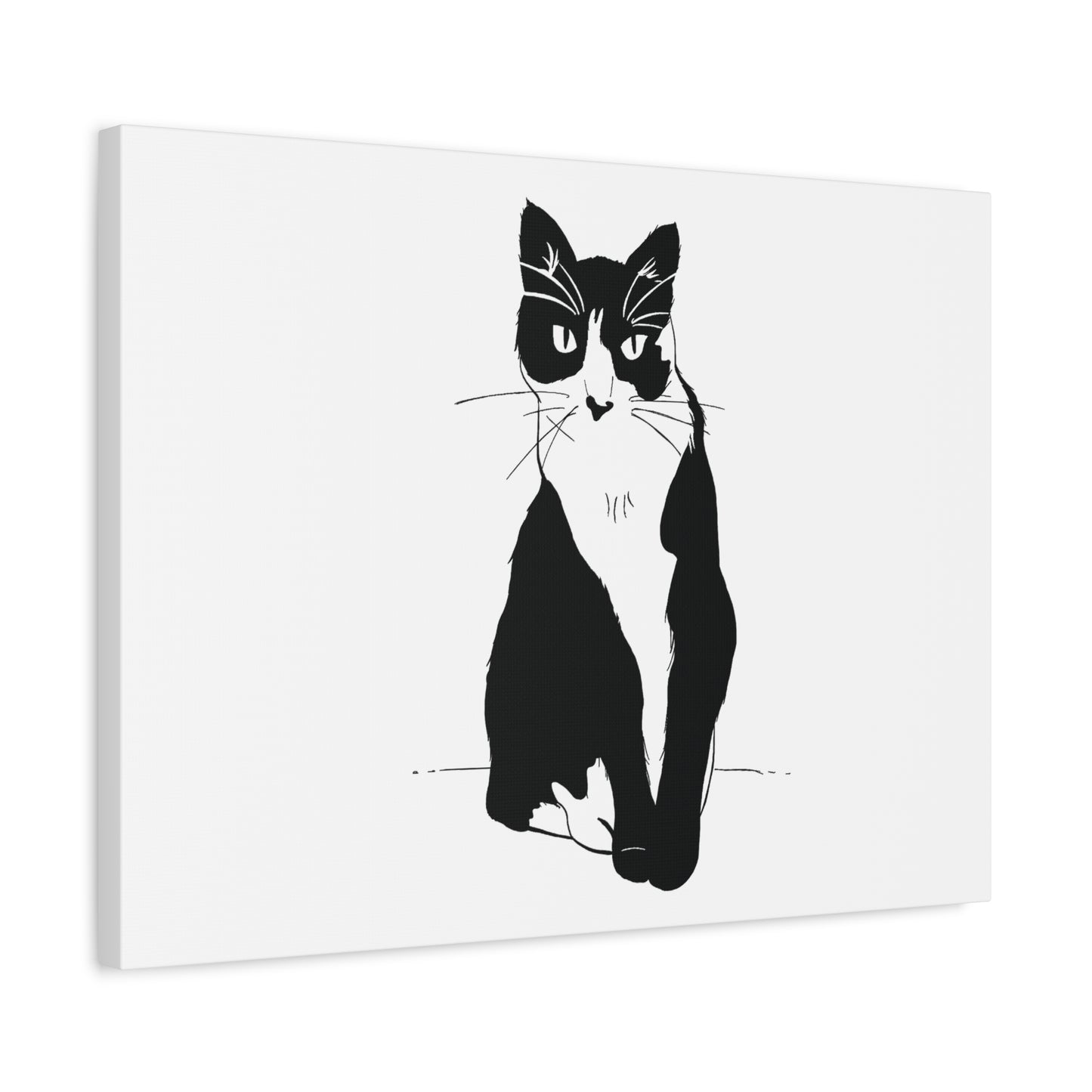 Cat Canvas Print on White (Transparent Style Cat) - Cat Drawing Art