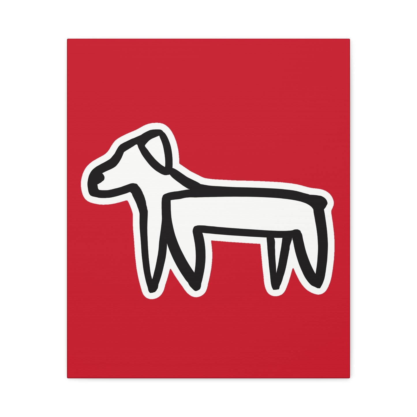Dog Canvas Print on Red (Sticker Style White Dog) - Dog Art Print