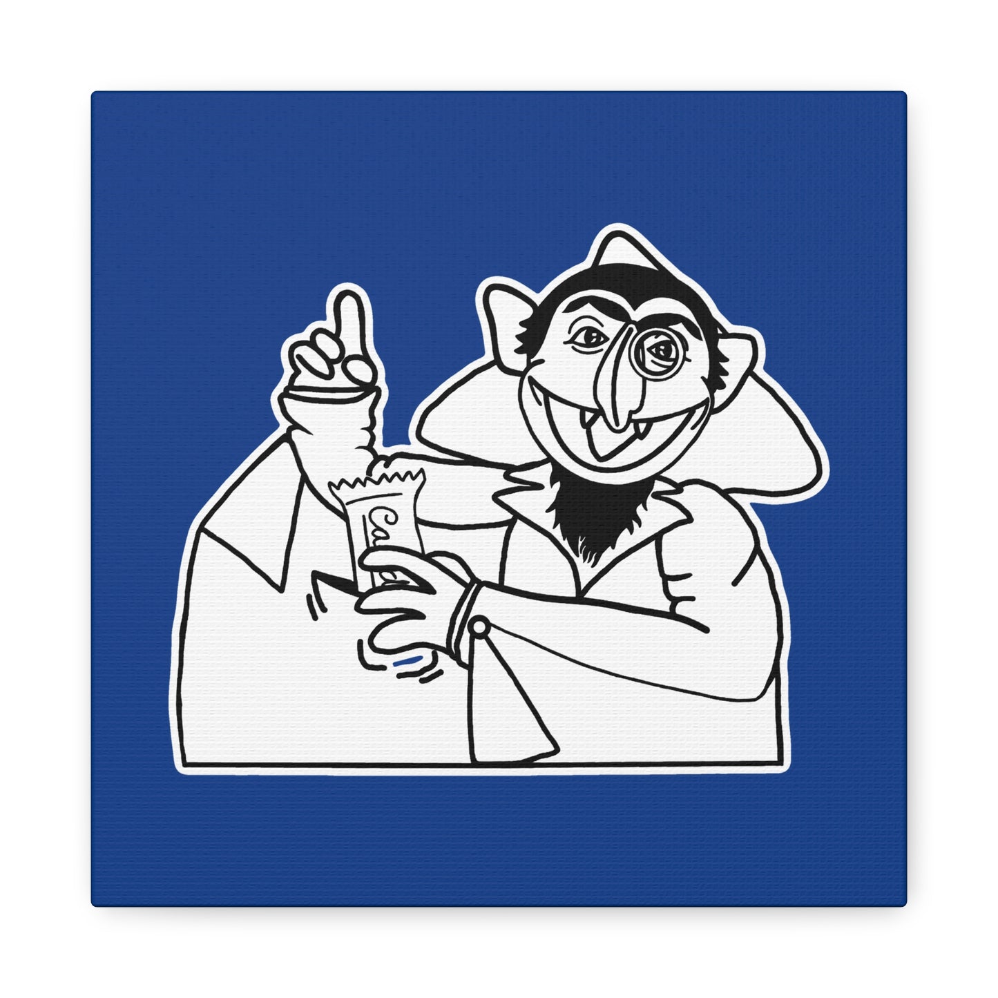 The Count Stealing Candy Outline Canvas Print Dark Blue - Sesame Street The Count Parody Art