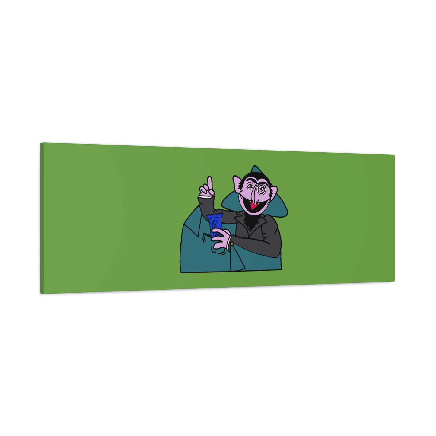The Count Stealing Candy Canvas Print Green - Sesame Street The Count Parody Art