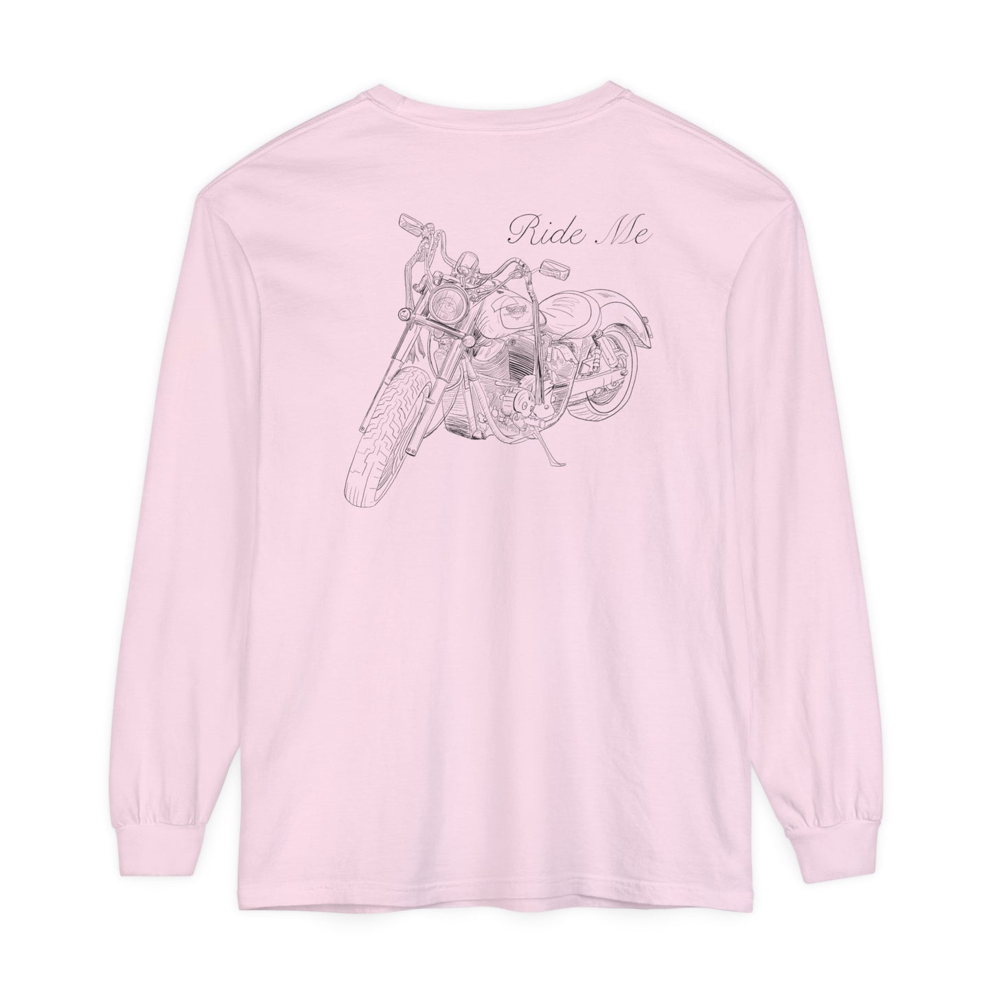 Ride Me Motorcycle Long Sleeve Tee Back Design