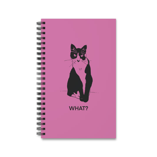 Cattitude Notebook in Light Pink (Transparent Style Cat) - Cat Spiral Notebook