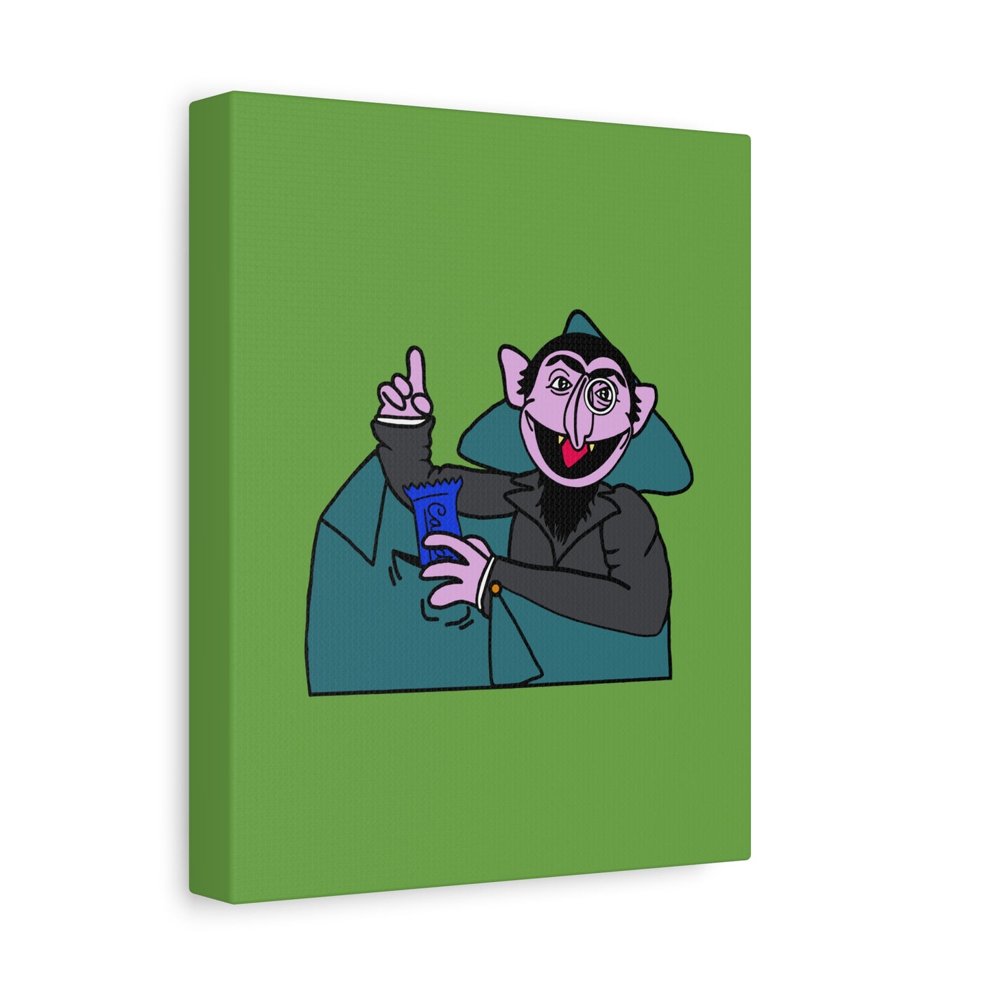 The Count Stealing Candy Canvas Print Green - Sesame Street The Count Parody Art