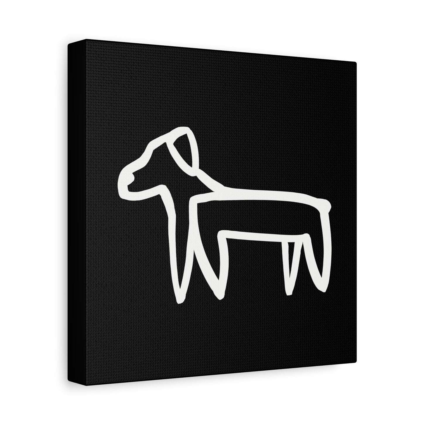 Dog Canvas Print on Black (Transparent Style White Dog) - Dog Art Print