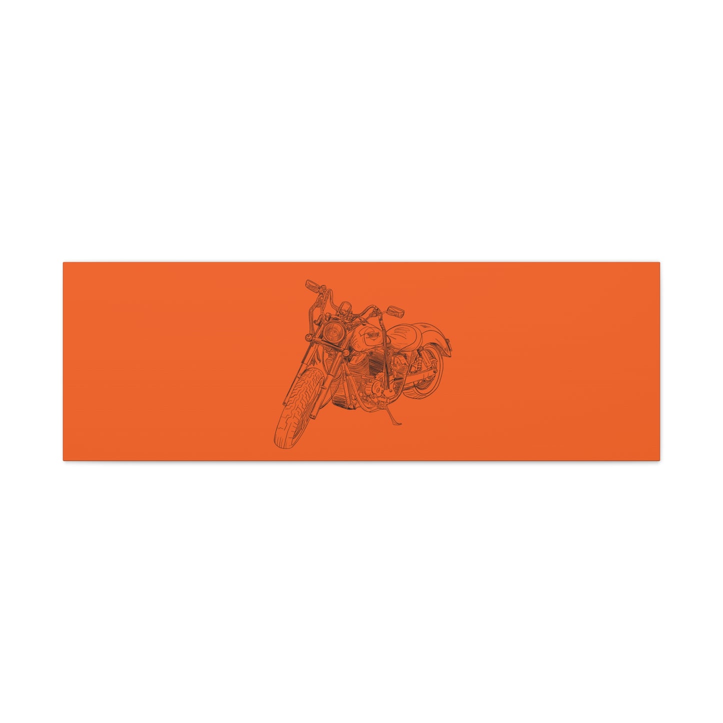 Ride Me Harley Motorcycle Sketch Canvas Print - Black Ink on Orange Background