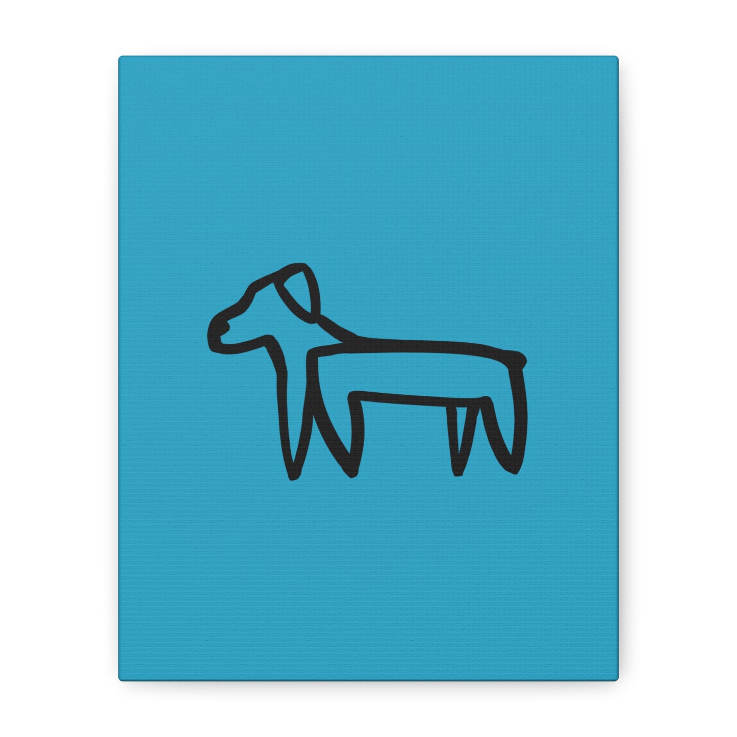 Dog Canvas Print on Turquoise (Transparent Style Black Dog) - Dog Drawing Canvas