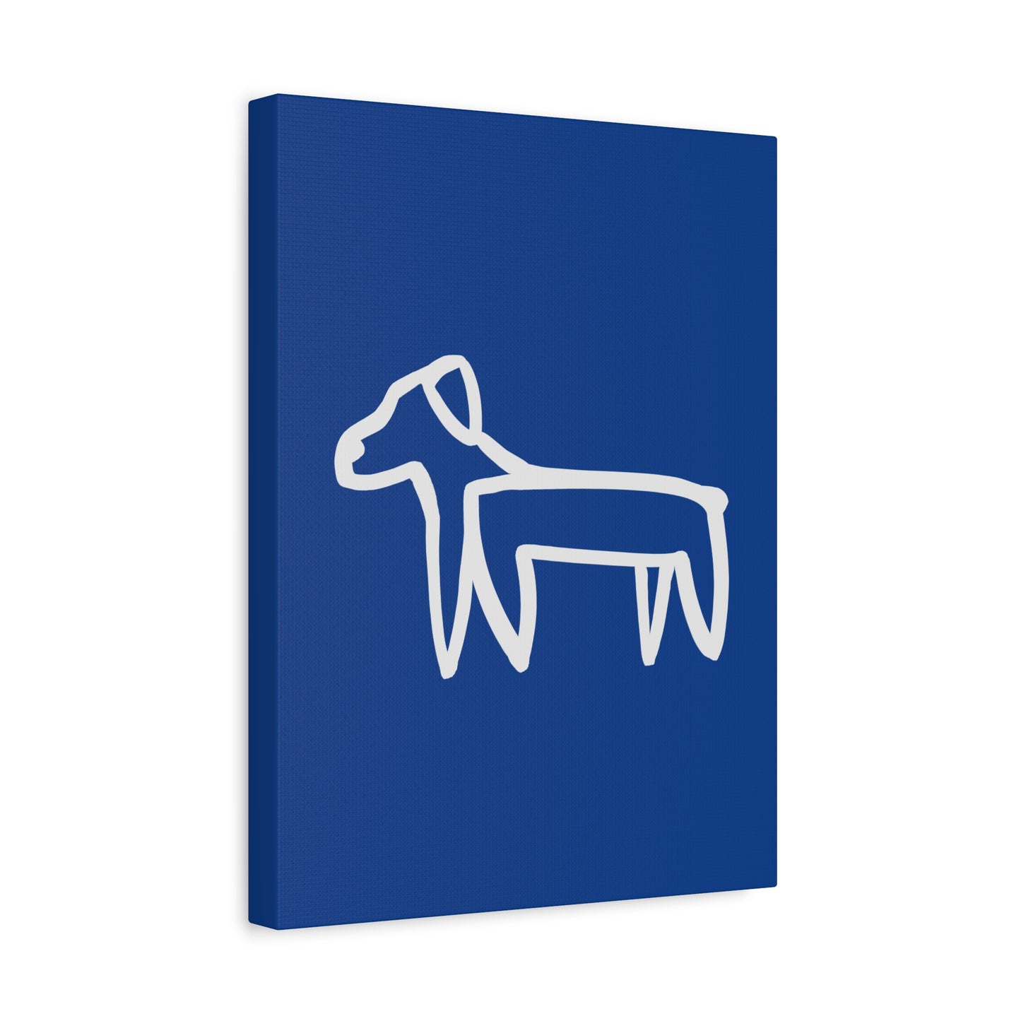 Dog Canvas Print on Blue (Transparent Style White Dog) - Dog Art Print
