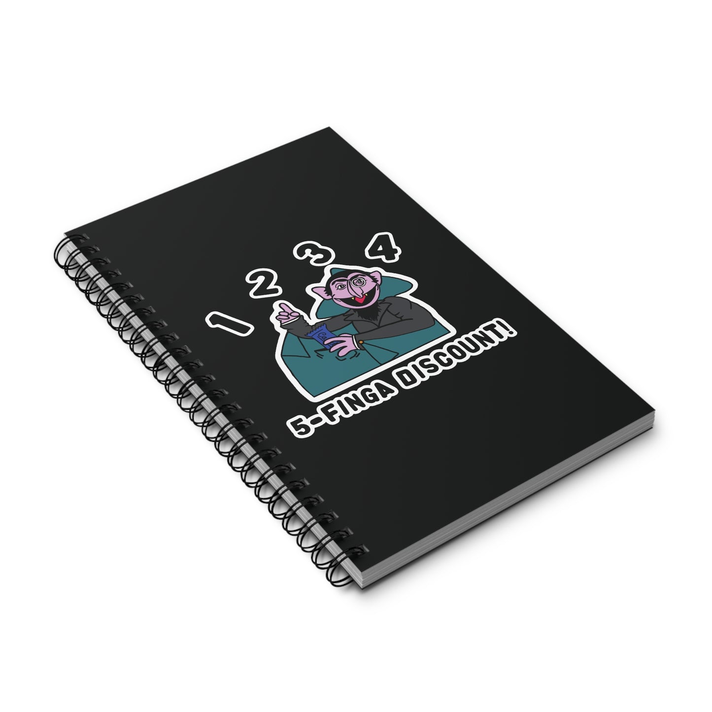 Five Finger Discount Notebook Black - Sesame Street The Count Parody Spiral Notebook