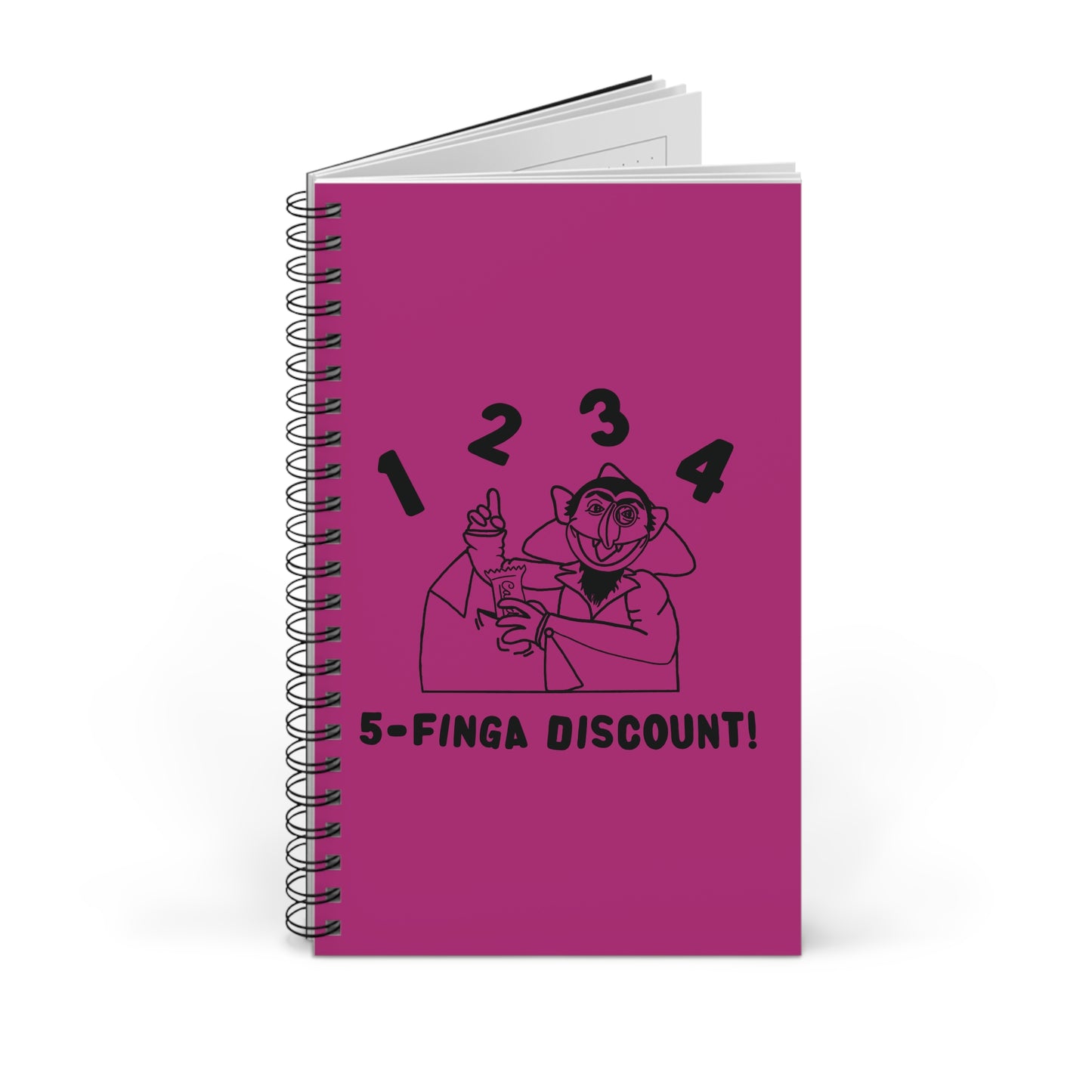 Five Finger Discount Outline Notebook Pink - Sesame Street The Count Parody Spiral Notebook