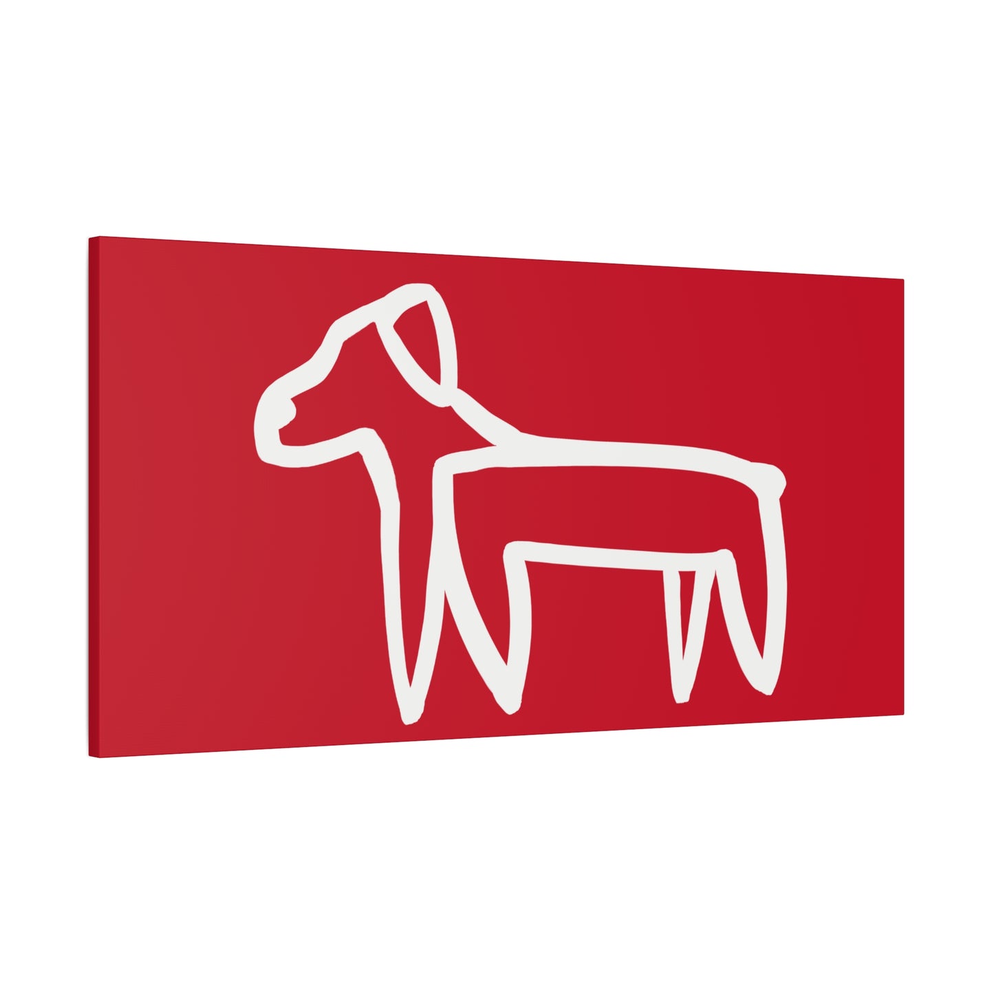 Dog Canvas Print on Red (Transparent Style White Dog) - Dog Art Print