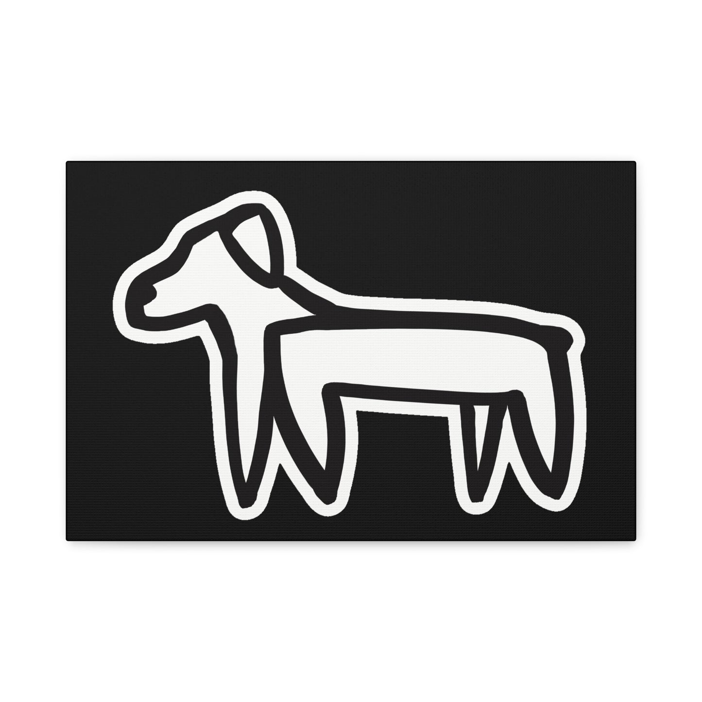 Dog Canvas Print on Black (Sticker Style Dog) - Dog Art Print