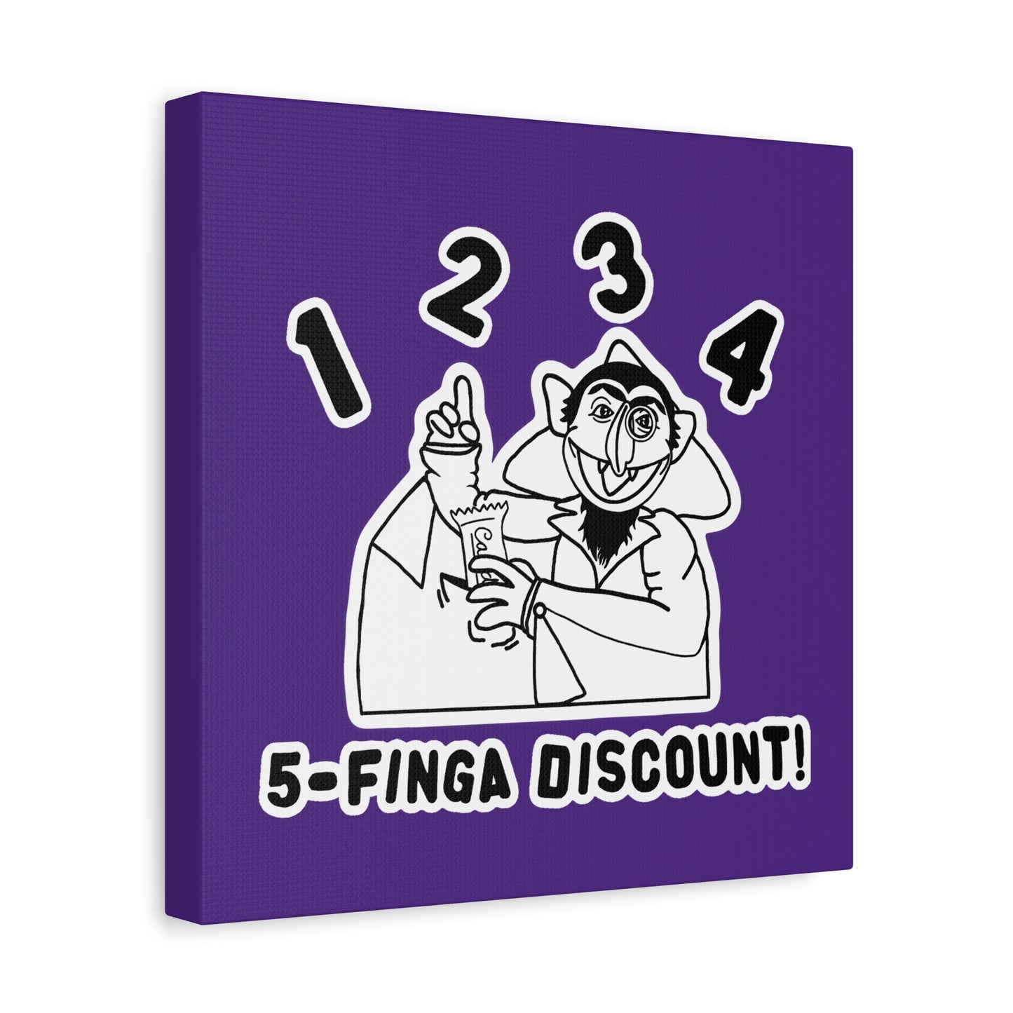 Five Finger Discount Outline Canvas Print Purple - Sesame Street The Count Parody Art Print